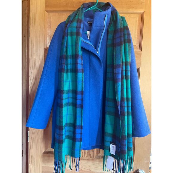 J. CREW Women’s Sz 6 Wool Blend Coat in Royal Blue with Matching Scarf - Picture 1 of 5